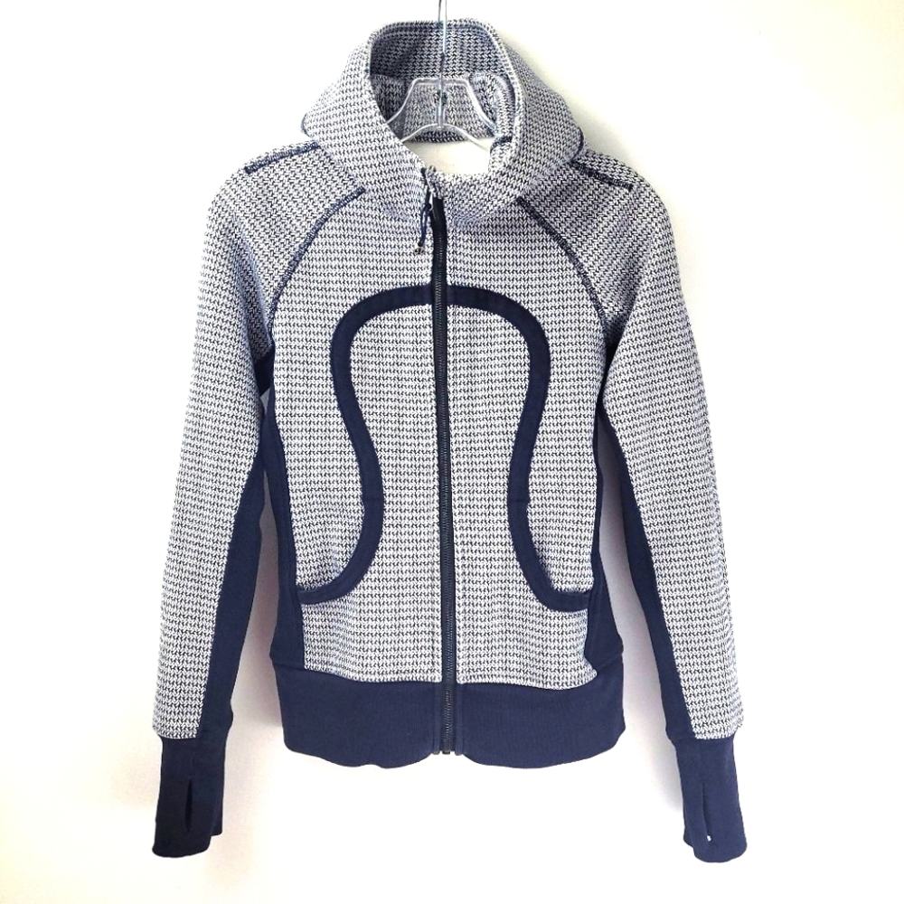 LULULEMON scuba full zip hoodie blue white mini chevron